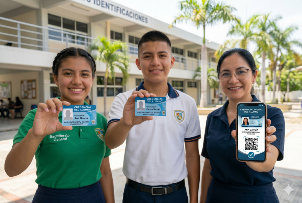 alumnos prepa mostrando credencial